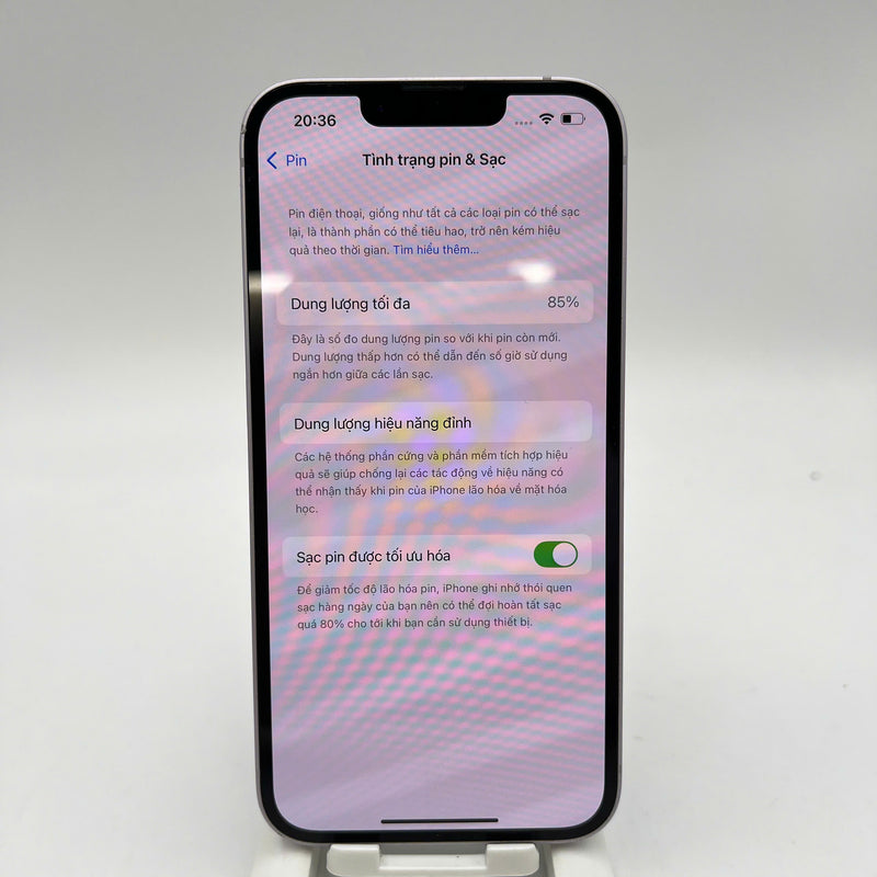iPhone 14 128GB Purple 98% battery 85% International from SB (No SB sim - chipped edge, 1x spot, scratched orange edge) - HH9394 