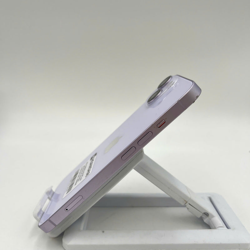 iPhone 14 128GB Purple 98% battery 85% International from SB (No SB sim - chipped edge, 1x spot, scratched orange edge) - HH9394 