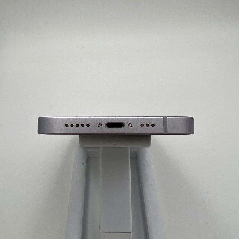 iPhone 14 128GB Purple 98% battery 85% International from SB (No SB sim - chipped edge, 1x spot, scratched orange edge) - HH9394 