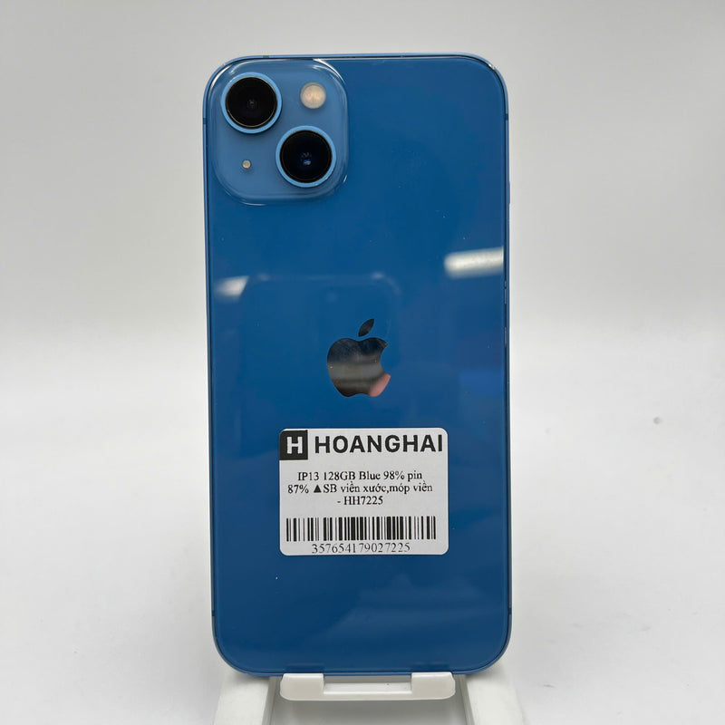 iPhone 13 128GB Blue 98% battery 87% International from SB (No SB sim - scratched edges, dented edges) - HH7225 