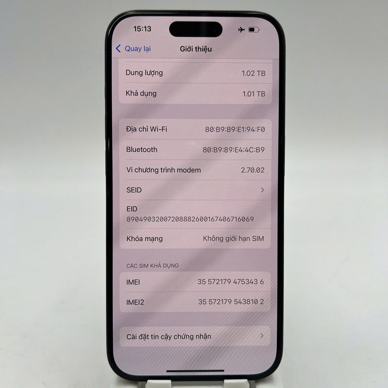 iPhone 15 Pro 1TB Black 98% battery 87% Apple International (scratched paint on the edge) - HH3436 