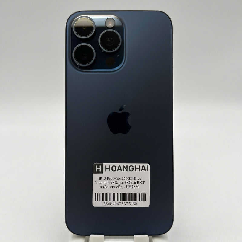 iPhone 15 Pro Max 256GB Blue 98% battery 88% International from RKT (No RKT sim - scratched paint on the edge) - HH7880 