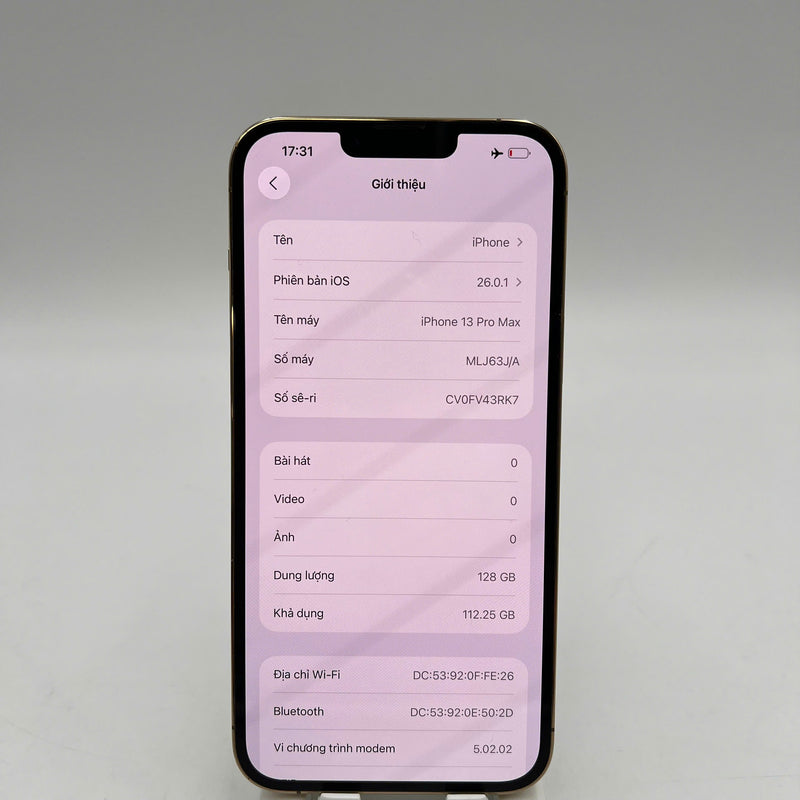 iPhone 13 Pro Max 128GB Gold 98% battery 100% International from SB (No SB sim - 3x spots, cracked edges, DTP) - HH4853 
