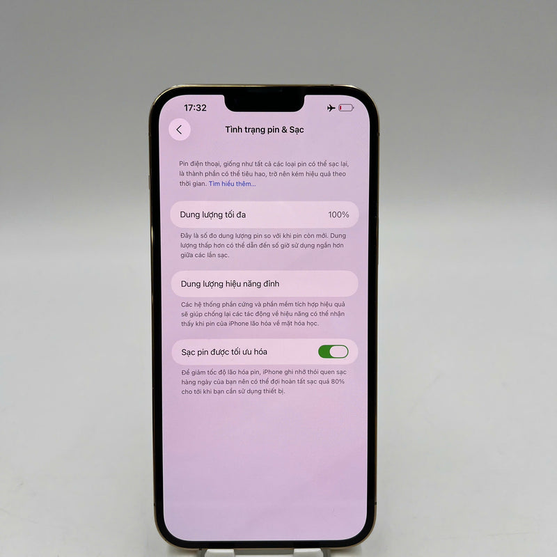 iPhone 13 Pro Max 128GB Gold 98% battery 100% International from SB (No SB sim - 3x spots, cracked edges, DTP) - HH4853 