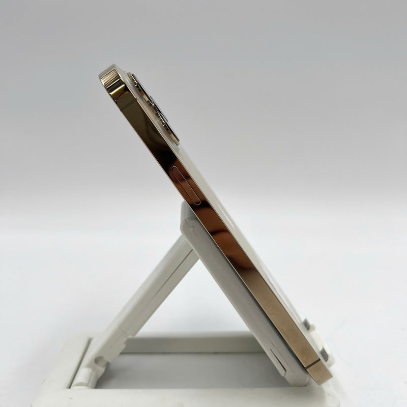 iPhone 13 Pro Max 128GB Gold 98% battery 100% International from SB (No SB sim - 3x spots, cracked edges, DTP) - HH4853 