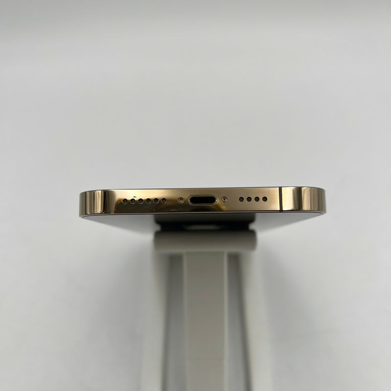 iPhone 13 Pro Max 128GB Gold 98% battery 100% International from SB (No SB sim - 3x spots, cracked edges, DTP) - HH4853 