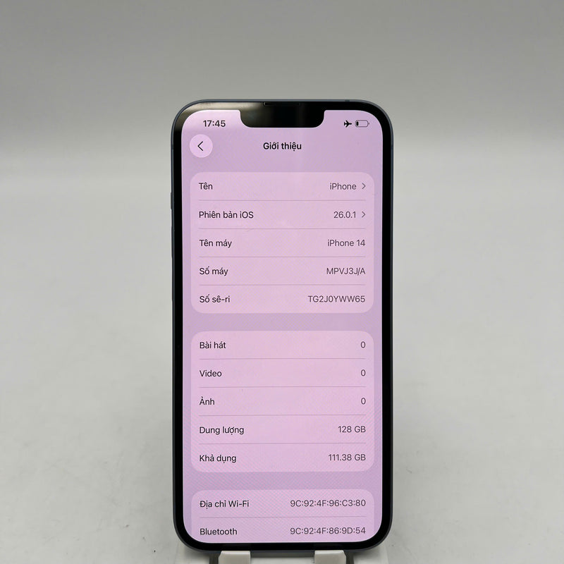 iPhone 14 128GB Blue 98% battery 100% Apple International (Battery replaced) - HH7785 