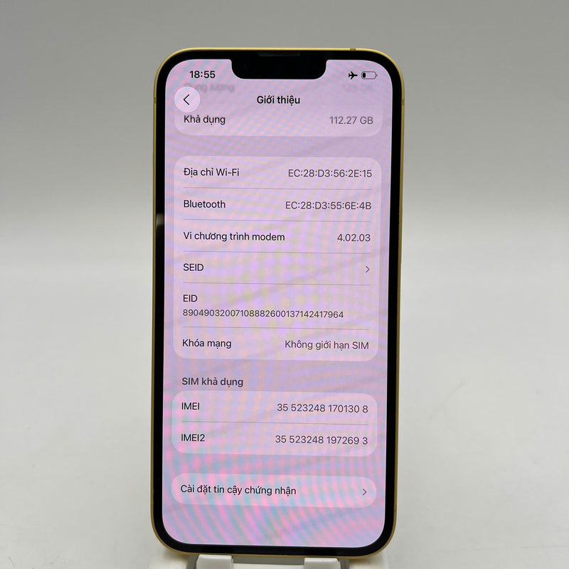 iPhone 14 128GB Gold 98% battery 100% Apple International (Battery replaced, scratched orange edge) - HH1308 