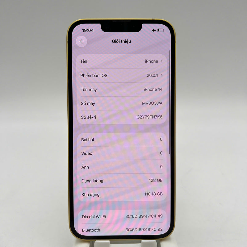 iPhone 14 128GB Gold 98% battery 100% Apple International (Replaced battery, scratched edges, scratched orange edges) - HH7549 