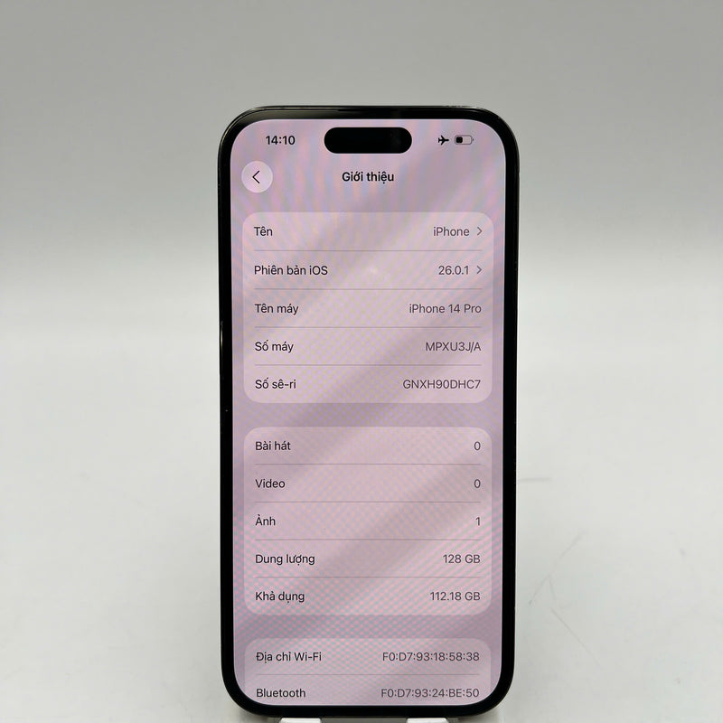 iPhone 14 Pro 128GB Black 98% battery 100% International from AU (No AU sim used - Battery replaced, scratches on edges, 3x spots) - HH1572 