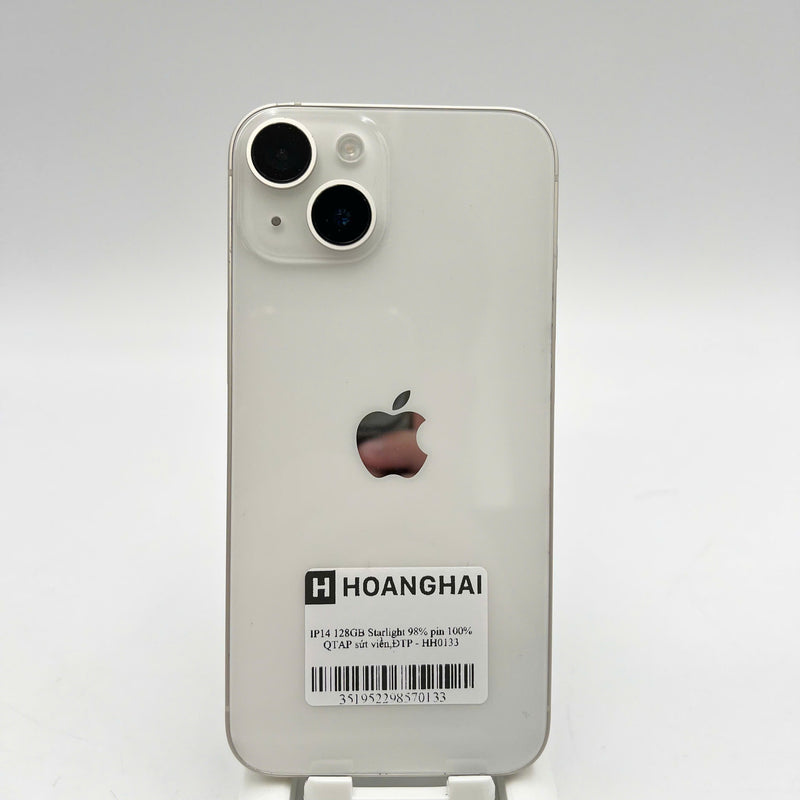 iPhone 14 128GB White 98% battery 100% Apple International (Replaced battery, chipped edge) - HH0133 