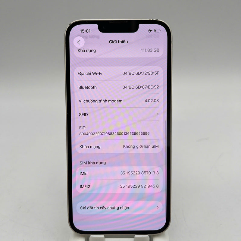 iPhone 14 128GB White 98% battery 100% Apple International (Replaced battery, chipped edge) - HH0133 