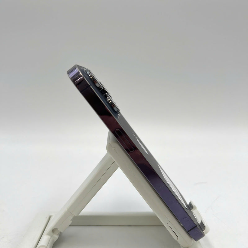 iPhone 14 Pro 128GB Purple 98% battery 100% International from DCM (No DCM sim used - Battery replaced, 0.5x/3x spots, scratches on orange edge, scratches on paint edge - HH4287 
