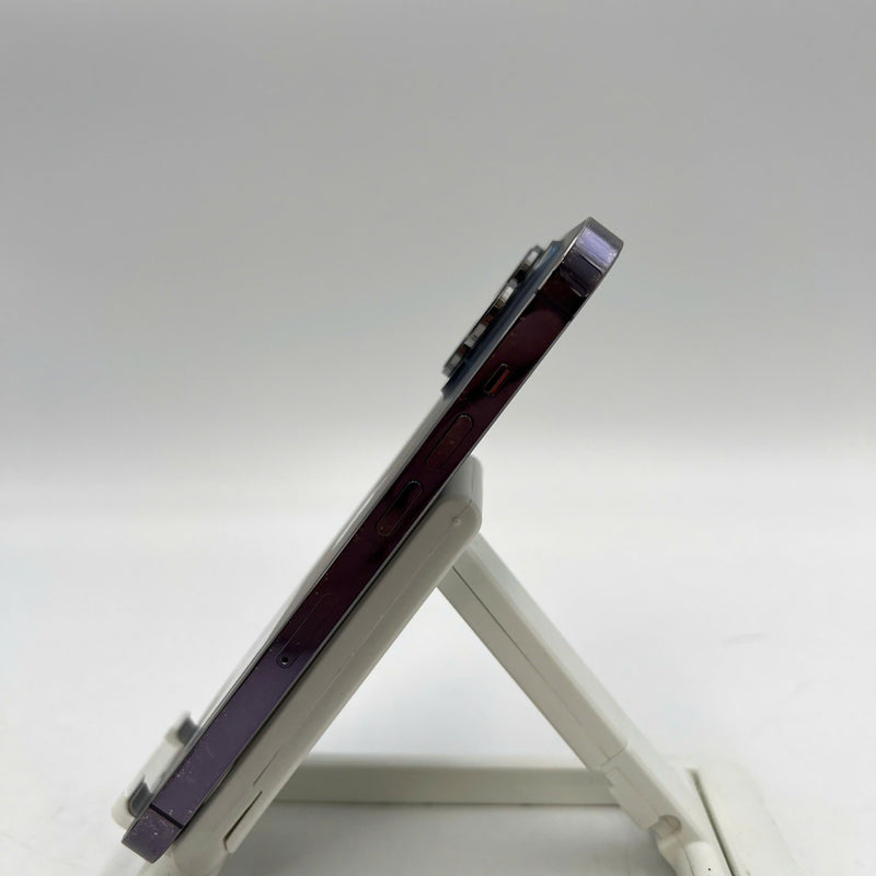 iPhone 14 Pro 128GB Purple 98% battery 100% International from DCM (No DCM sim used - Battery replaced, 0.5x/3x spots, scratches on orange edge, scratches on paint edge - HH4287 