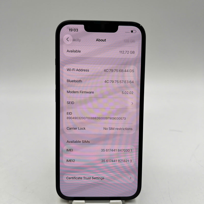 iPhone 13 128GB Black 98% battery 100% The device has paid all network fees and is used as an Apple International (Battery replaced, scratched edges) - HH0301 