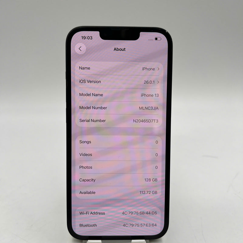 iPhone 13 128GB Black 98% battery 100% The device has paid all network fees and is used as an Apple International (Battery replaced, scratched edges) - HH0301 