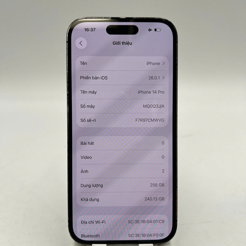 iPhone 14 Pro 256GB Black 97% battery 100% International from AU (No AU sim - Battery replaced, 0.5x/3x spots, bad scratches on the edge, scratched orange edge) - HH9729 