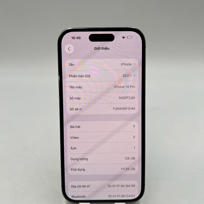 iPhone 14 Pro 128GB Purple 98% battery 100% The device has paid off all network fees and is used like Apple International (Replaced battery, 3x spots) - HH5411 