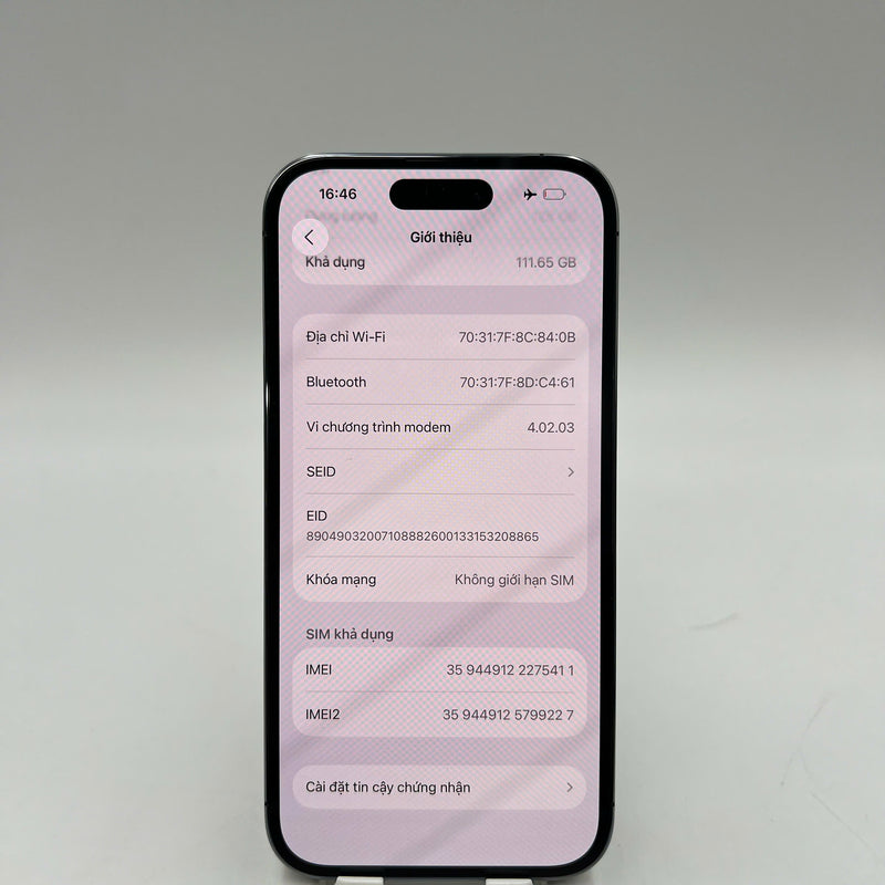 iPhone 14 Pro 128GB Purple 98% battery 100% The device has paid off all network fees and is used like Apple International (Replaced battery, 3x spots) - HH5411 
