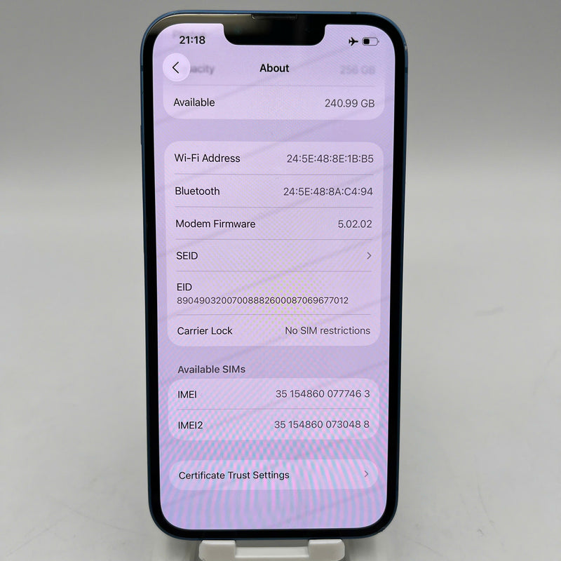 iPhone 13 256GB Blue 98% battery 100% The device has paid off all network fees and is used like an Apple International (Battery replaced, scratched orange edge, dented edge) - HH7463 