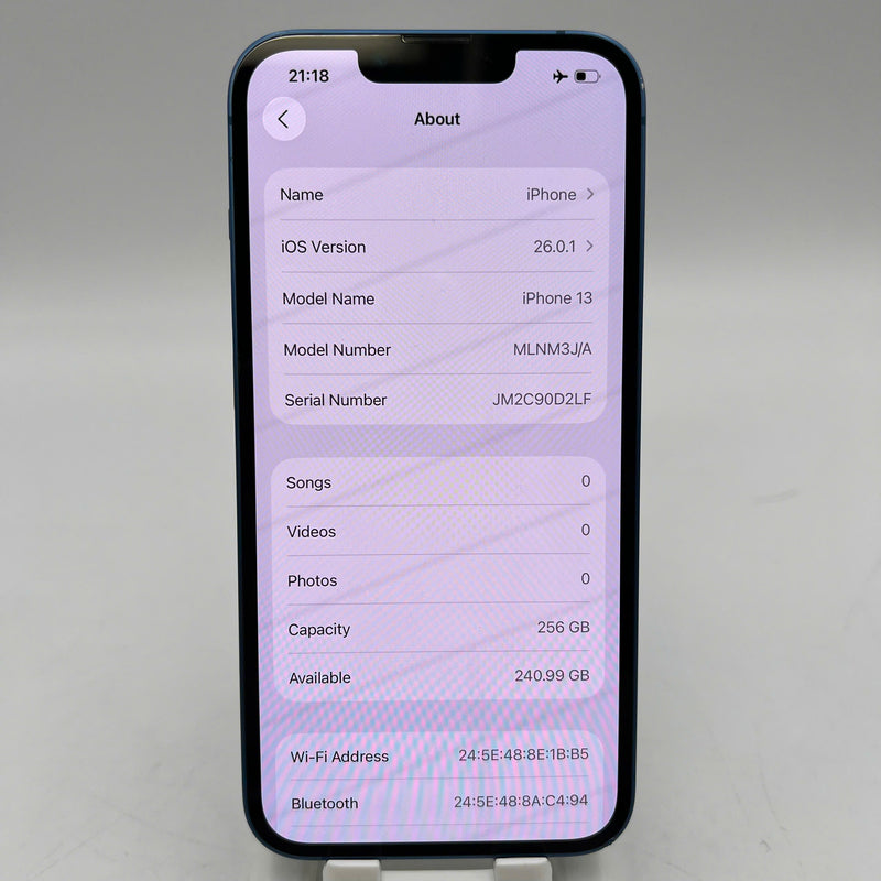 iPhone 13 256GB Blue 98% battery 100% The device has paid off all network fees and is used like an Apple International (Battery replaced, scratched orange edge, dented edge) - HH7463 