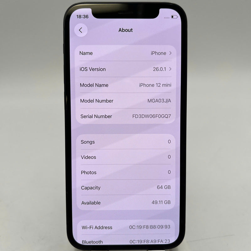 iPhone 12 Mini 64GB Black 98% battery 100% The device has paid off all network fees and is used like Apple International (Replaced battery, scratched screen, scratched edges, scratched orange edges) - HH4753 