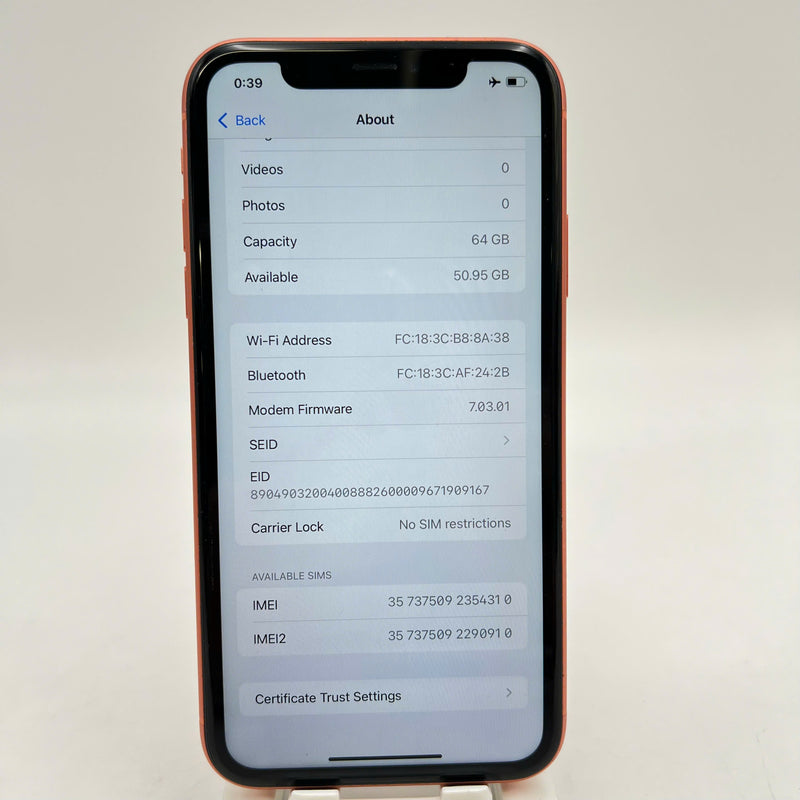 iPhone Xr 64GB Cam 98% battery 100% The device has paid off all network bills and is used like an Apple International (Replaced battery, scratched edges, scratched orange edges, 1 spot) - HH4310 