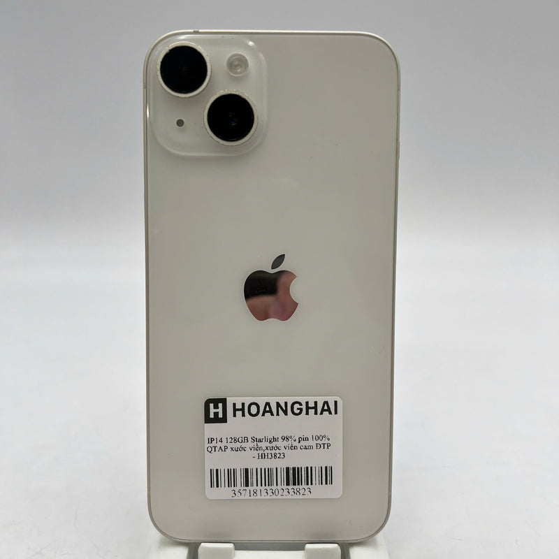 iPhone 14 128GB White 98% battery 100% Apple International (Replaced battery, scratched edges, scratched orange edges) - HH3823 