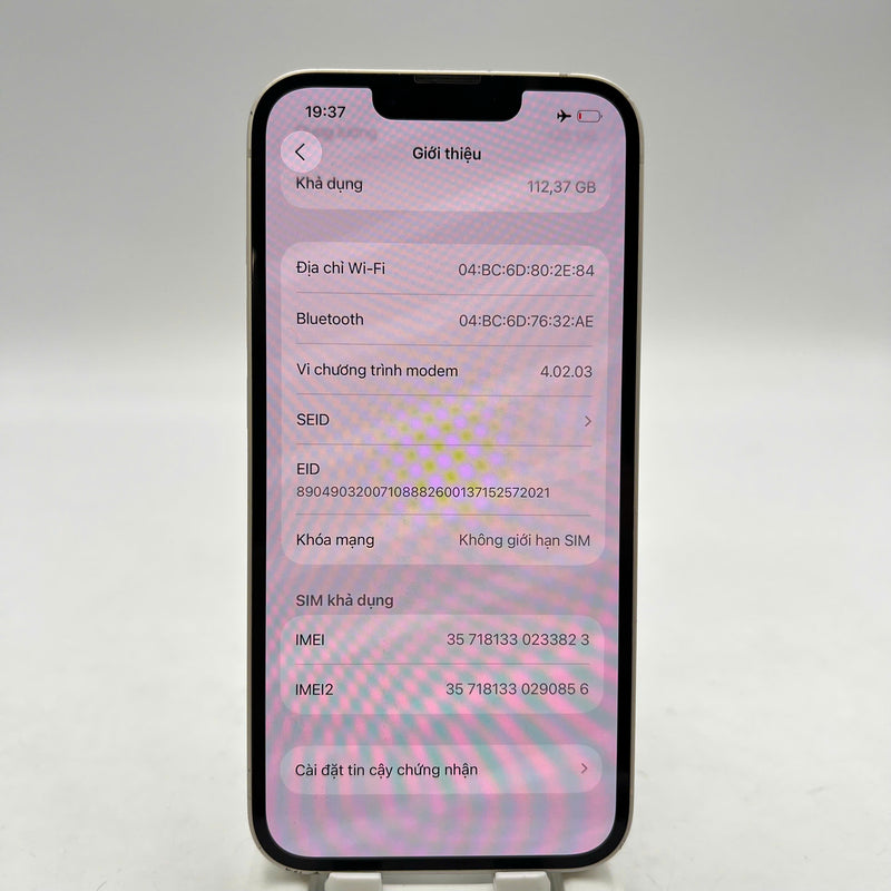 iPhone 14 128GB White 98% battery 100% Apple International (Replaced battery, scratched edges, scratched orange edges) - HH3823 