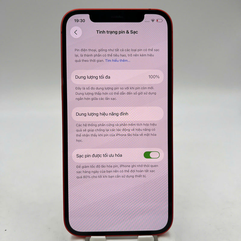 iPhone 12 128GB Red 98% battery 100% The device has paid all network fees and is used as an Apple International (Battery replaced) - HH1433 