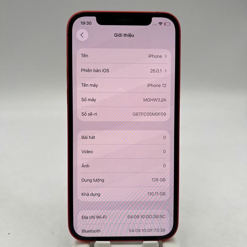 iPhone 12 128GB Red 98% battery 100% The device has paid all network fees and is used as an Apple International (Battery replaced) - HH1433 