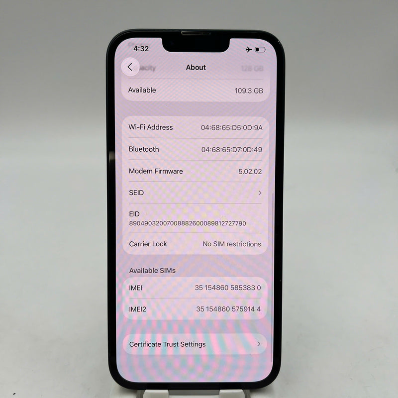 iPhone 13 128GB Black 98% battery 100% International from AU (No AU sim - Battery replaced, dark edges, scratches) - HH3830 