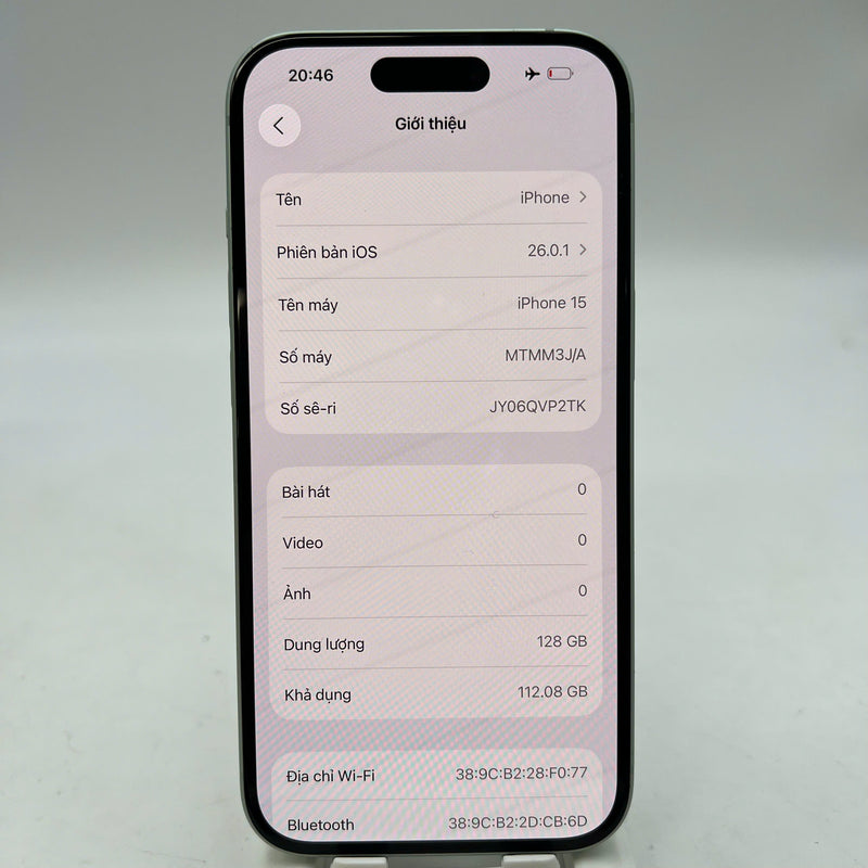 iPhone 15 128GB Green 98% battery 100% Apple International (Replaced battery, scratched orange border) - HH4568 