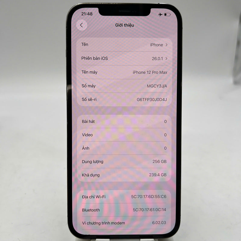 iPhone 12 Pro Max 256GB Black 98% battery 100% The device has paid off all network fees and is used like an Apple International (Battery replaced, back cover darkened, edges scratched, 2.5x spots) - HH0322 