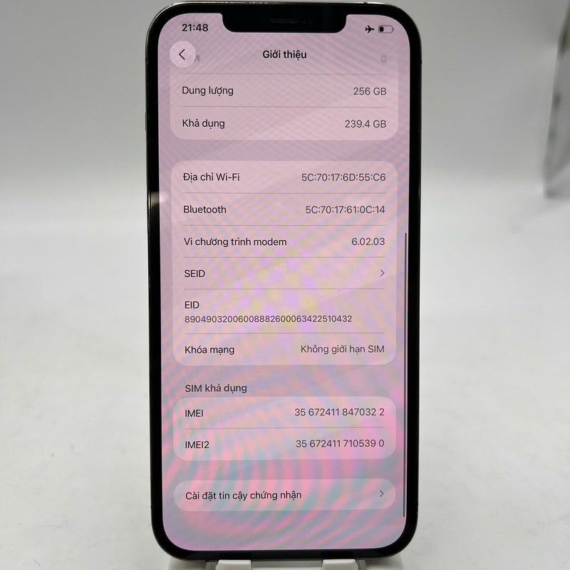 iPhone 12 Pro Max 256GB Black 98% battery 100% The device has paid off all network fees and is used like an Apple International (Battery replaced, back cover darkened, edges scratched, 2.5x spots) - HH0322 