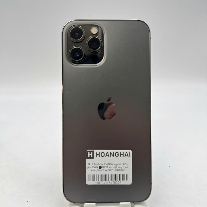 iPhone 12 Pro Max 256GB Black 98% battery 100% The device has paid off all network fees and is used like an Apple International (Battery replaced, back cover darkened, edges scratched, 2.5x spots) - HH0322 
