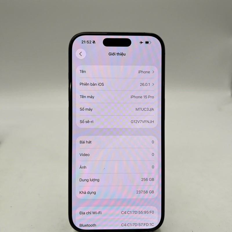 iPhone 15 Pro 256GB Black 98% battery 100% International from AU (No AU sim - Battery replaced, 0.5x spots) - HH6093 