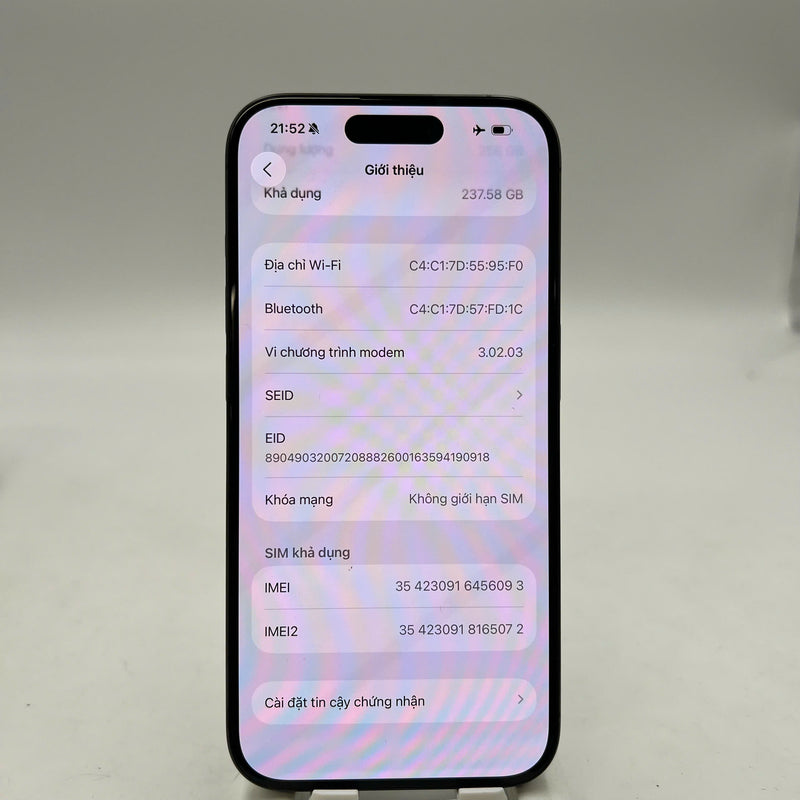 iPhone 15 Pro 256GB Black 98% battery 100% International from AU (No AU sim - Battery replaced, 0.5x spots) - HH6093 