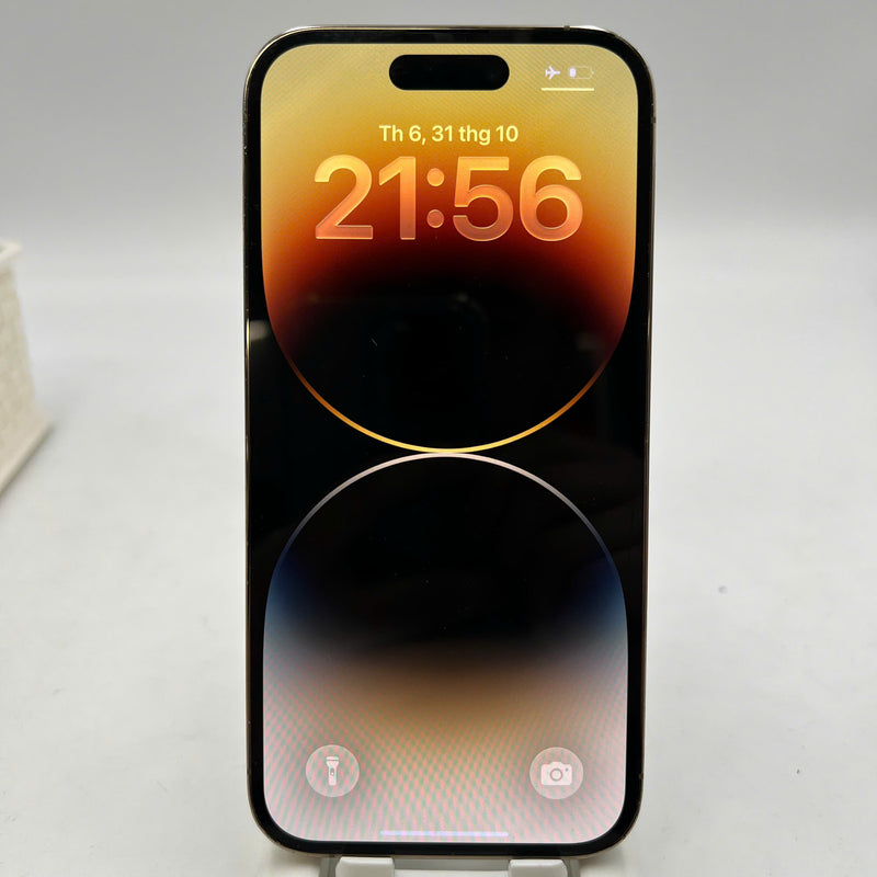 iPhone 14 Pro 256GB Gold 98% battery 100% International from AU (No AU sim - Battery replaced, 0.5x/3x spots, scratched screen, scratched edges, scratched orange edges) - HH3343 