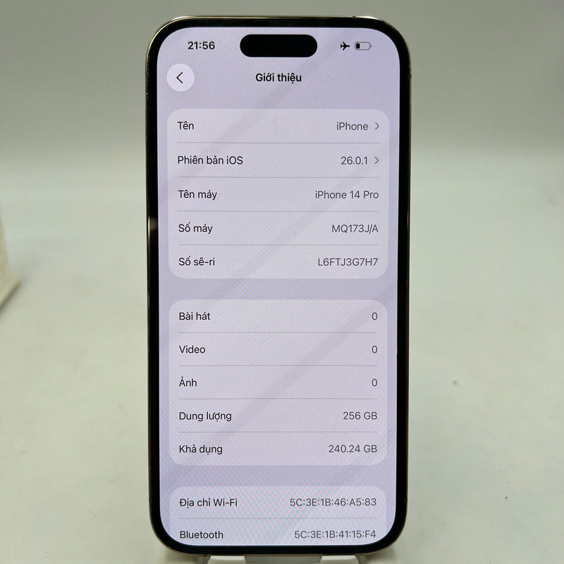 iPhone 14 Pro 256GB Gold 98% battery 100% International from AU (No AU sim - Battery replaced, 0.5x/3x spots, scratched screen, scratched edges, scratched orange edges) - HH3343 
