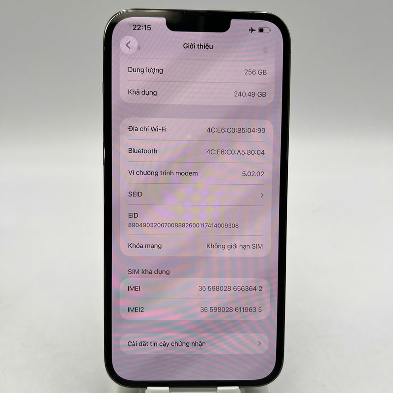 iPhone 13 Pro Max 256GB Green 98% battery 100% International from SB (No SB sim - Replaced battery, scratched charging port edge) - HH3642 