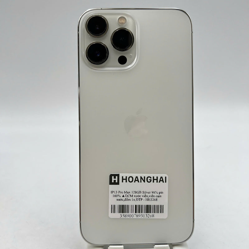 iPhone 13 Pro Max 128GB White 98% battery 100% International from DCM (No DCM sim used - Replaced battery, scratched edges, scratched orange edges, 1x spot) - HH3268 