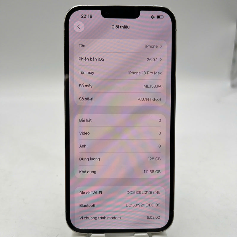 iPhone 13 Pro Max 128GB White 98% battery 100% International from DCM (No DCM sim used - Replaced battery, scratched edges, scratched orange edges, 1x spot) - HH3268 