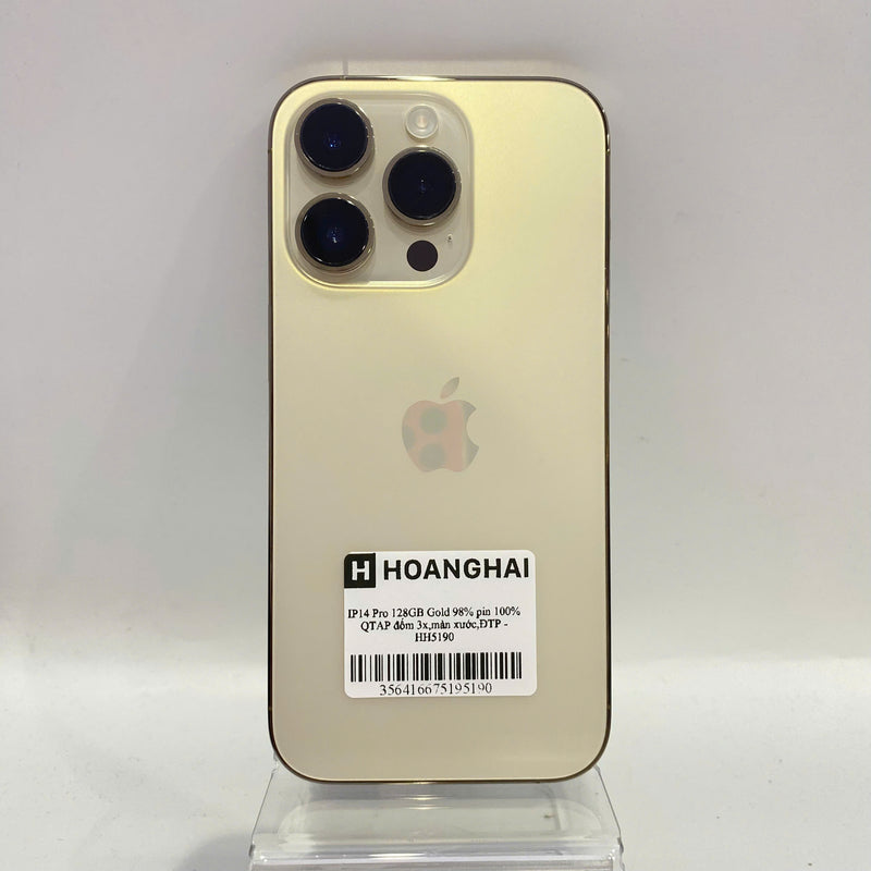 iPhone 14 Pro 128GB Gold 98% battery 100% International Apple (3x spots, scratched screen, DTP) - HH5190