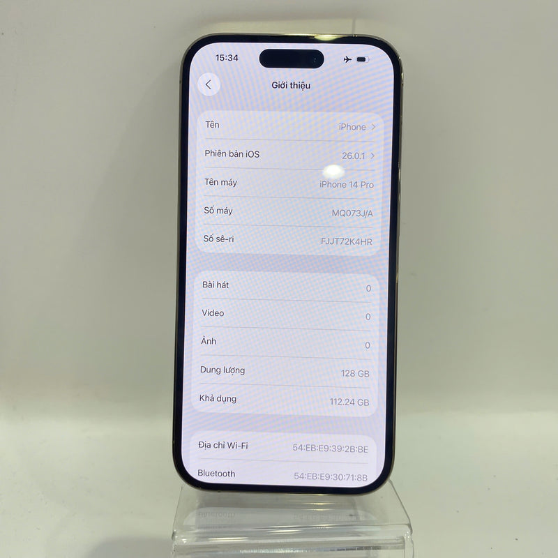 iPhone 14 Pro 128GB Gold 98% battery 100% International Apple (3x spots, scratched screen, DTP) - HH5190
