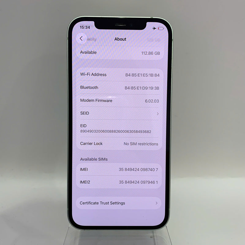 iPhone 12 128GB Green 98% battery 100% The device has paid off all network bills and is used like an Apple International (broken edges, DTP) - HH7407 