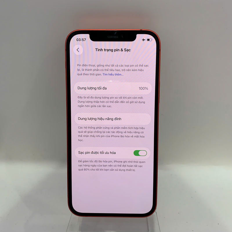 iPhone 12 128GB Red 98% battery 100% International from SB (No SB sim - Battery replaced) - HH9842 