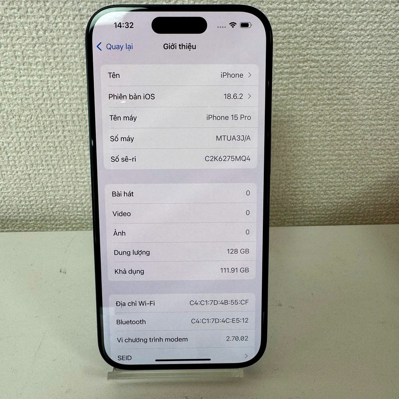 iPhone 15 Pro 128GB Blue 98% battery 88% The device has paid off all network bills and is used like an Apple International (Screen scratches) - HH1047 