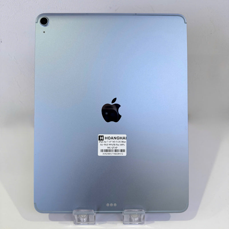 Ipad Air 7 M3 2025 13" 512GB Blue 5G + Wifi 99% Fullbox 100% battery International Apple (Charged 6 times) - HH8472 