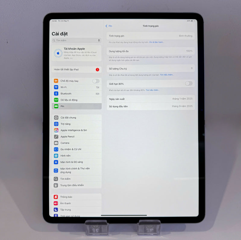 Ipad Air 7 M3 2025 13" 512GB Blue 5G + Wifi 99% Fullbox 100% battery International Apple (Charged 6 times) - HH8472 